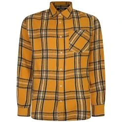 Bigdude Summer Long Sleeve Flannel Shirt Yellow