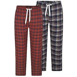 Bigdude Twin Pack Woven Pyjama Pants Blue/Burnt Orange