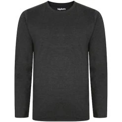 Bigdude Long Sleeve Marl T-Shirt Charcoal