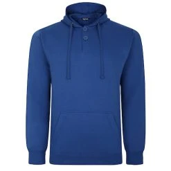 Bigdude Buttoned Pullover Hoody Deep Blue
