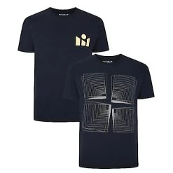 Bigdude Twin Pack Abstract Print T-Shirts Navy/Navy