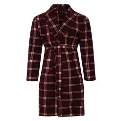 Bigdude Check Fleece Dressing Gown Burgundy