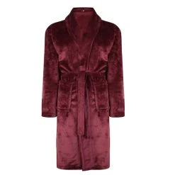 Bigdude Plain Fleece Dressing Gown Burgundy