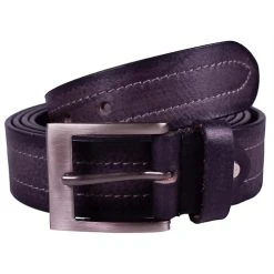 Tony Leather Belt With Contrast Stitch Black