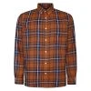 Bigdude Button Down Long Sleeve Check Shirt Light Brown