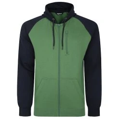 Bigdude Contrast Raglan Full Zip Hoody Deep Green/Navy