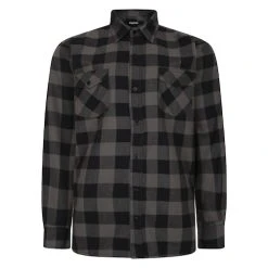Bigdude Checked Overshirt Charcoal/Black Tall