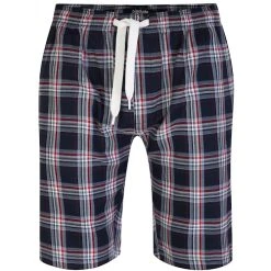 Bigdude Woven Checked Pyjama Shorts Navy/Red