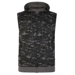 Bigdude Hooded Camo Gilet Charcoal