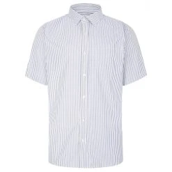 Bigdude Striped Short Sleeve Shirt Blue/White