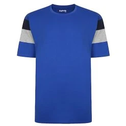 Bigdude Cut & Sew Contrast Sleeve T-Shirt Royal Blue Tall