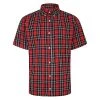 Bigdude Button Down Short Sleeve Check Shirt Red