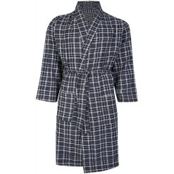 Bigdude Flannel Checked Dressing Gown Slate