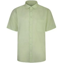 Bigdude Short Sleeve Milton Linen Summer Shirt Lime Green