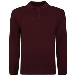 Bigdude Knitted Polo Jumper Burgundy