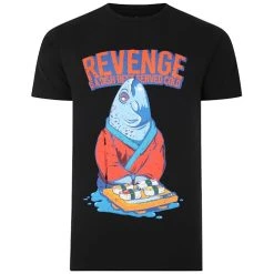 Bigdude Revenge Fish Print T-Shirt Black