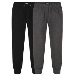 Bigdude Basic Cuffed Joggers Twin Pack Black/Charcoal
