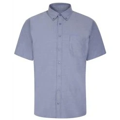 Bigdude Button Down Oxford Short Sleeve Shirt Royal Blue