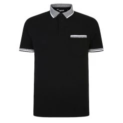 Bigdude Hounds Tooth Pique Polo Black