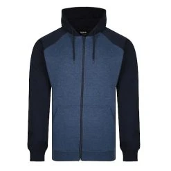 Bigdude Zip Thru Raglan Sleeve Hoody Navy/Denim Tall