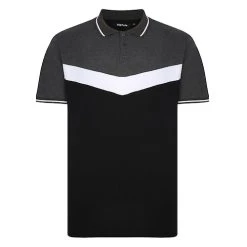 Bigdude Chevron Polo Shirt Black/Charcoal Tall