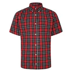 Bigdude Button Down Short Sleeve Check Shirt Red Tall