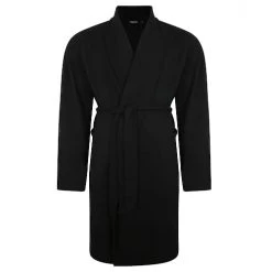 Bigdude Knitted Waffle Dressing Gown Black