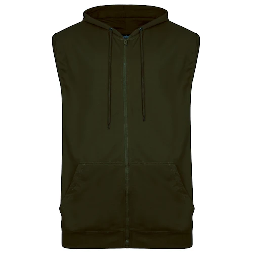 Bigdude Loop Back Sleeveless Hoody Khaki