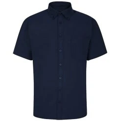 Bigdude Button Down Oxford Short Sleeve Shirt Navy Tall