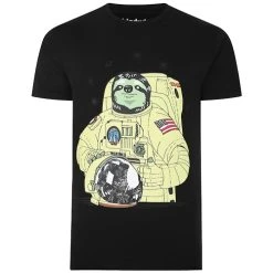 Bigdude Graphic Sloth Print T-Shirt Black