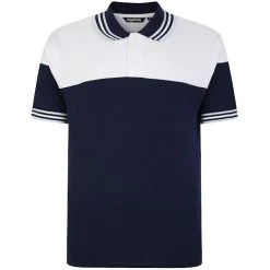 Bigdude Cut & Sew Pique Polo Shirt Navy