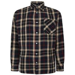 Bigdude Long Sleeve Check Flannel Navy Tall
