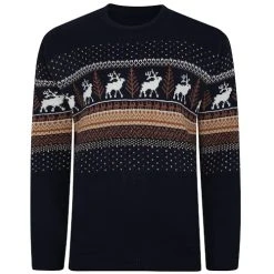 Bigdude Fair Isle Christmas Jumper Navy