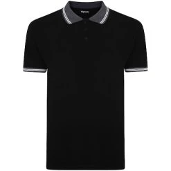 Bigdude Contrast Tipped Polo Shirt Black Tall