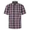 Bigdude Button Down Short Sleeve Check Shirt Purple Tall
