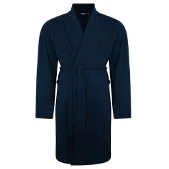 Bigdude Knitted Waffle Dressing Gown Navy