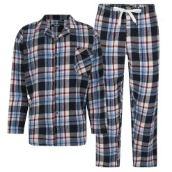 Bigdude Woven Checked Pyjama Set Light Blue