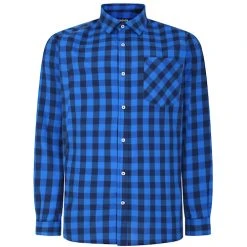 Bigdude Gingham Long Sleeve Shirt Blue Tall