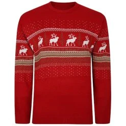 Bigdude Fair Isle Christmas Jumper Red