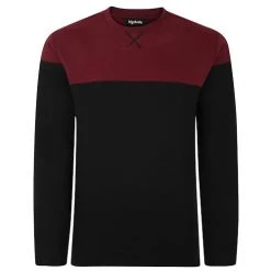 Bigdude Colour Block Jumper Black/Burgundy