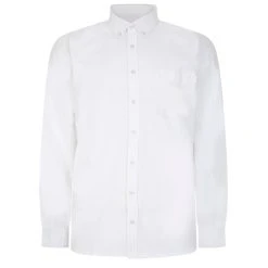 Bigdude Button Down Oxford Long Sleeve Shirt White Tall