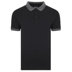 Bigdude Jacquard Collar Polo Shirt Black