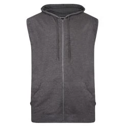 Bigdude Loop Back Sleeveless Hoody Charcoal