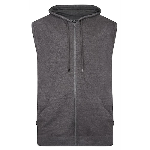 Bigdude Loop Back Sleeveless Hoody Charcoal