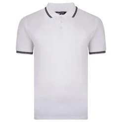 Bigdude Tipped Pique Polo Shirt White Tall