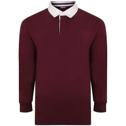 Bigdude Rugby Style Long Sleeve Polo Shirt Burgundy