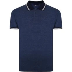 Bigdude Contrast Tipped Polo Shirt Denim Marl Tall