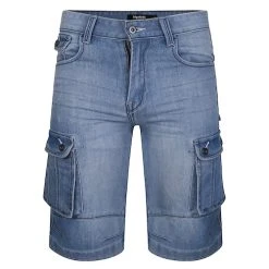 Bigdude Cargo Denim Shorts Light Wash