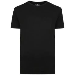 Bigdude Plain Crew Neck T-Shirt With Pocket Black Tall