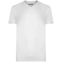 Bigdude Plain V-Neck T-Shirt White Tall